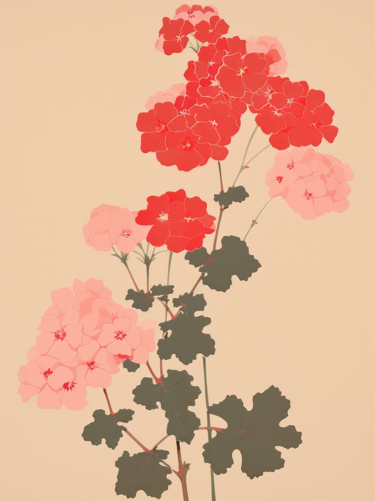 Geraniums Flower Big Bold Illustration 1