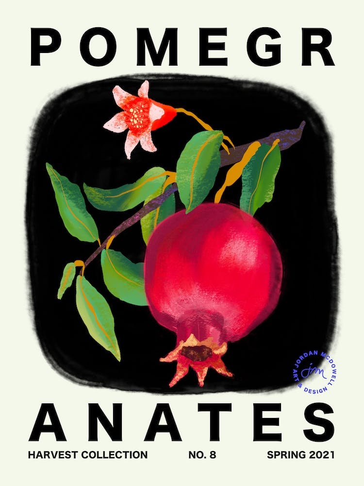 Pomegranates Fruit Kitchen Typography