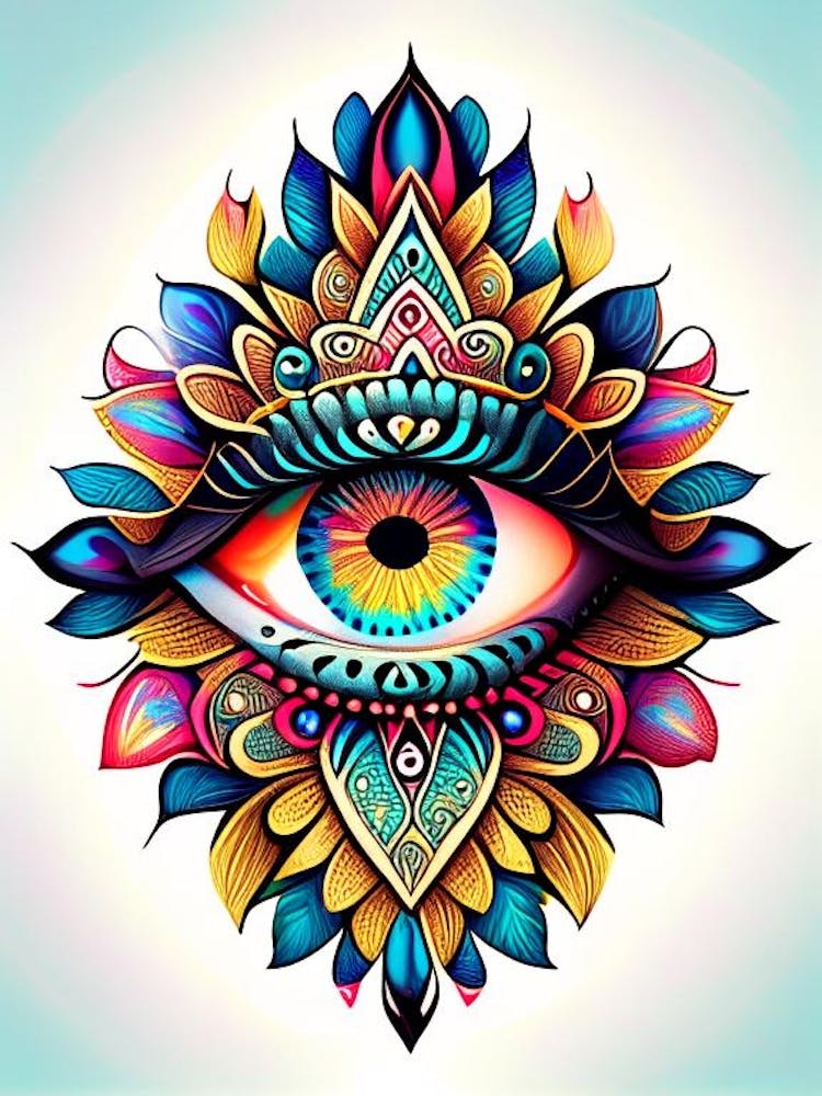 Mandala Avec Un Œil, Symbole, Tatouage Troisième Œil 1