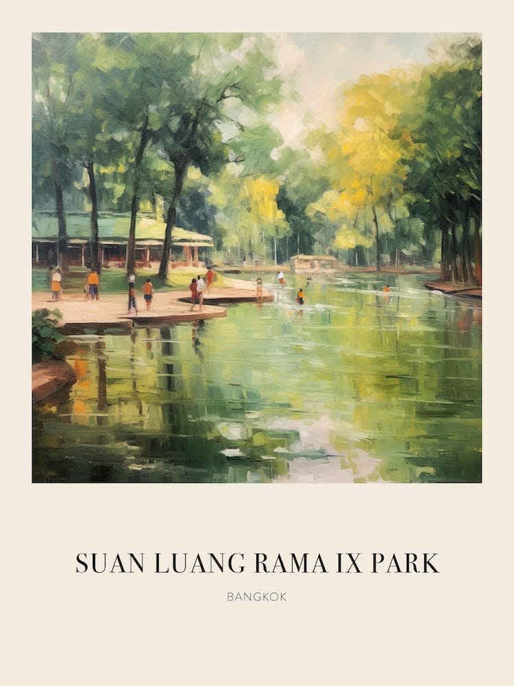 Suan Luang Rama Ix Park Bangkok Thailand 2 Vintage Cezanne Inspired Poster