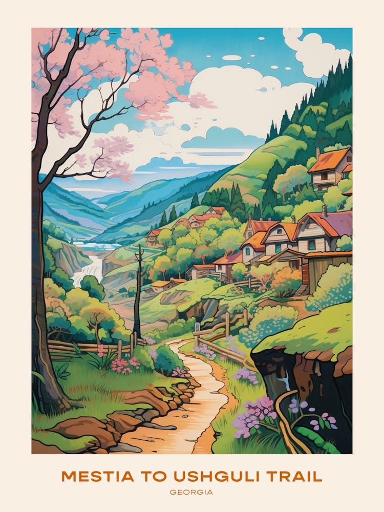 Mestia To Ushguli Trail Gerogia 3 Hike Poster