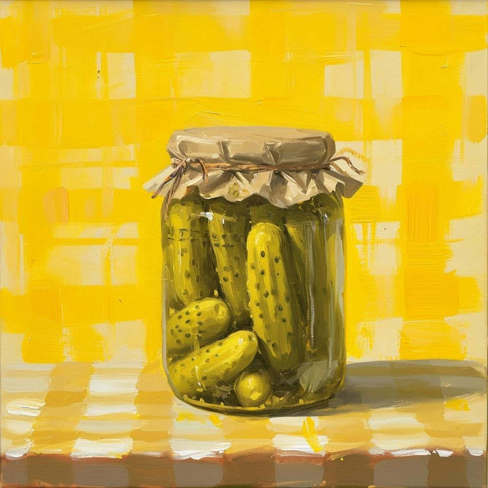 Pickles In A Jar Yellow Checkerboard