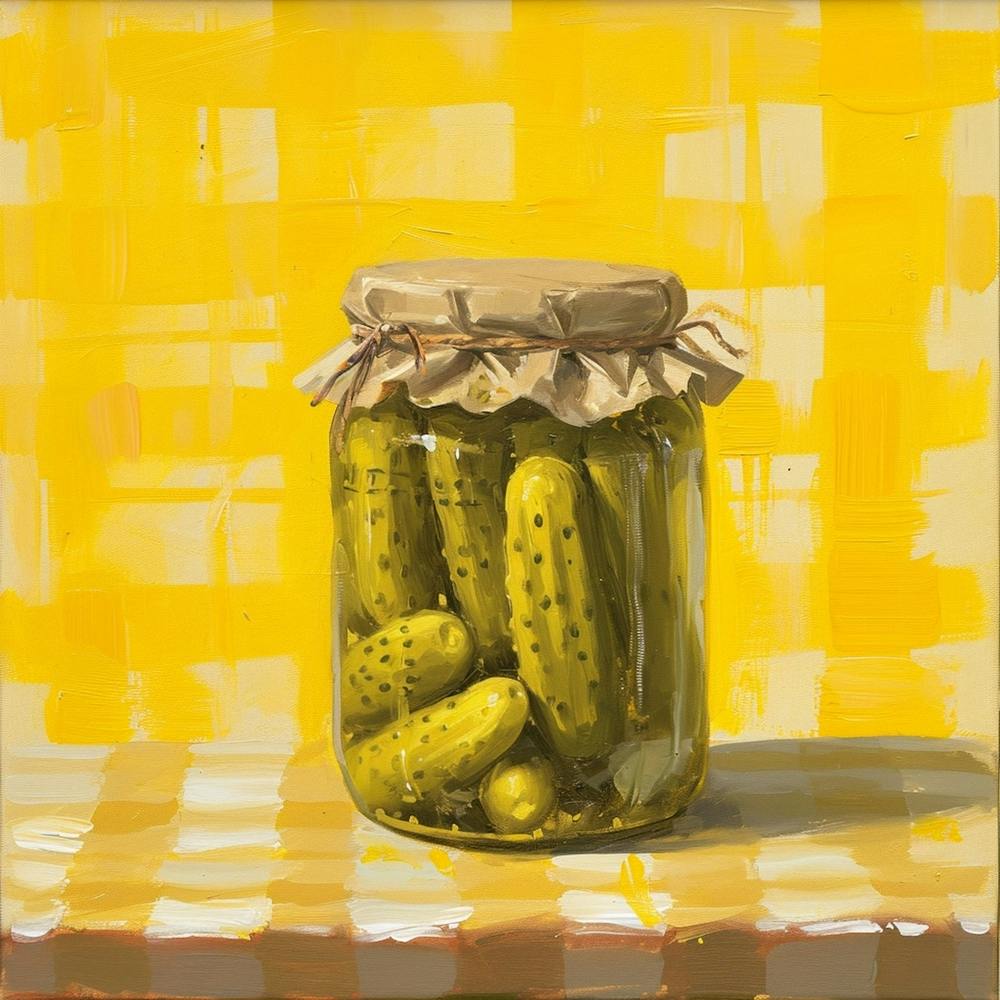 Pickles In A Jar Yellow Checkerboard