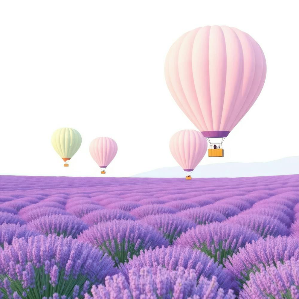 Lavender Field With Hot Air Balloons 1