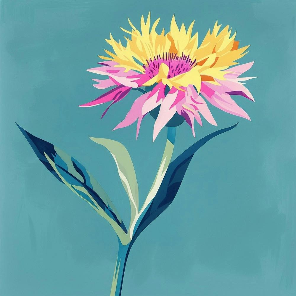 Cornflower 1 Square Flower Illustration