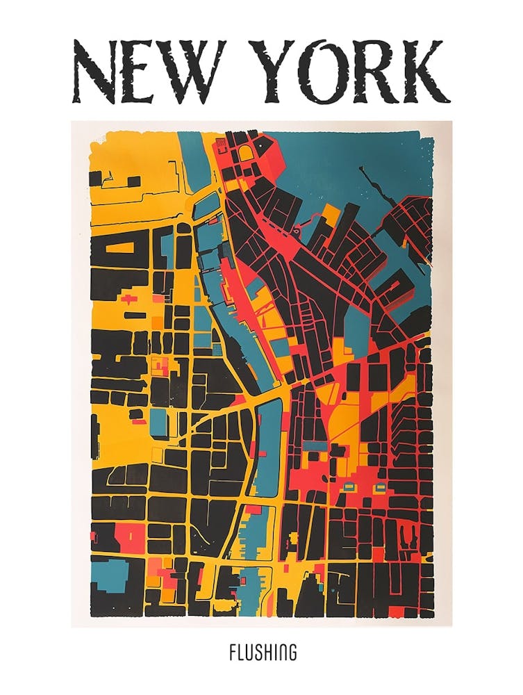 Flushing New York Colourful Silkscreen Illustration 1 Poster