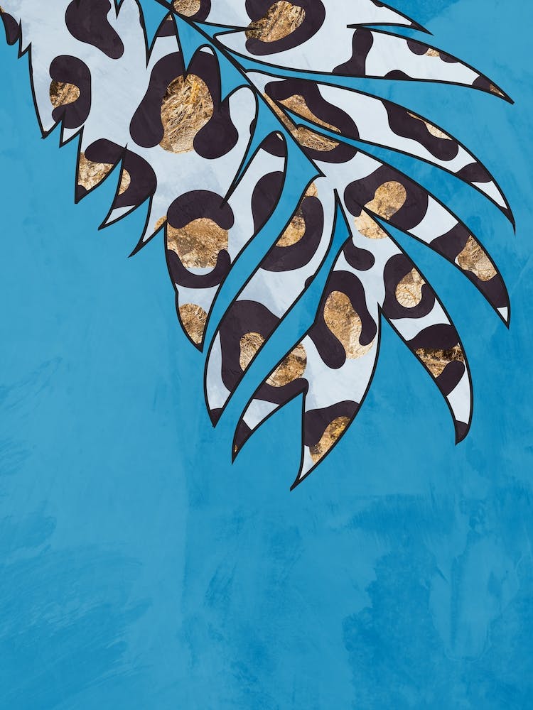 Leopard Print Leaf Blue