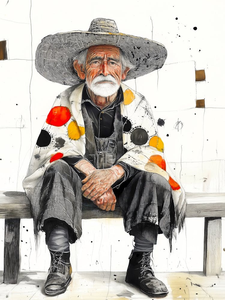 Old Man Sitting On Bench