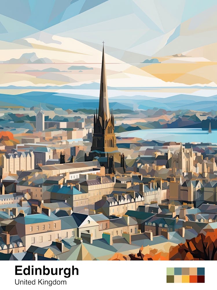 Edinburgh, United Kingdom, Geometric Illustration 1 Poster