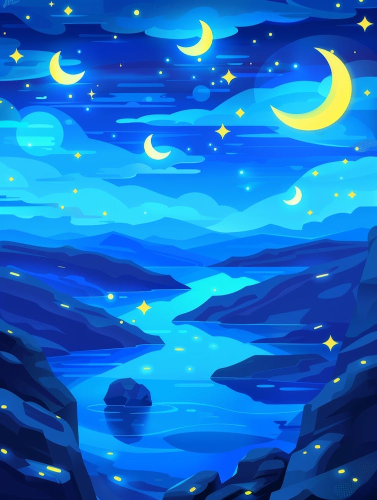 Night Sky With Moon And Stars
