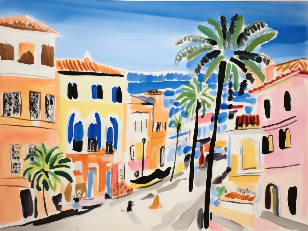 Cagliari Italy Cute Watercolour Illustration 1