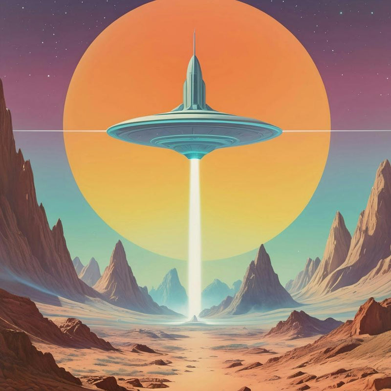 Alien Spaceship vintage retro sci-fi art