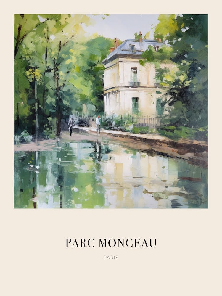 Parc Monceau Paris France Vintage Cezanne Inspired Poster