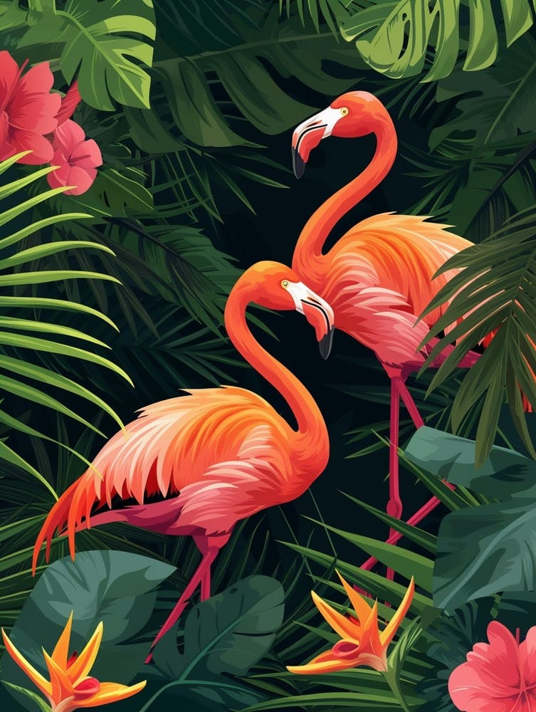 Greater Flamingo Bolivia Tropical Illustration 8