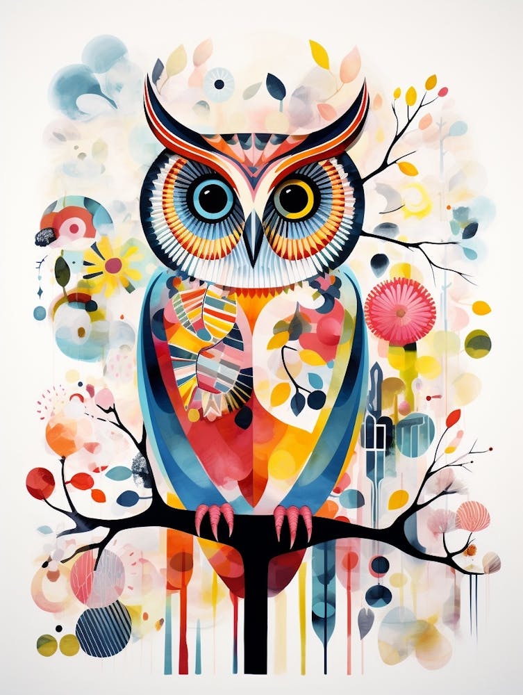 Bird Painting Collage Owl 1