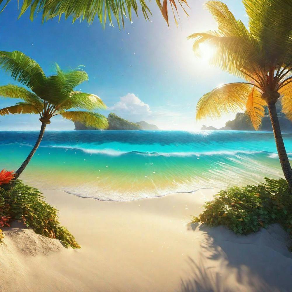 Beach Scene With Palm Trees 5