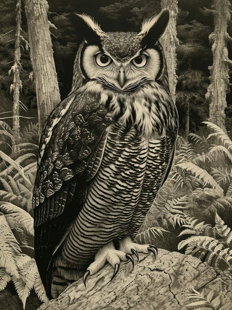 Philipine Eagle Owl Relief Illustration 3