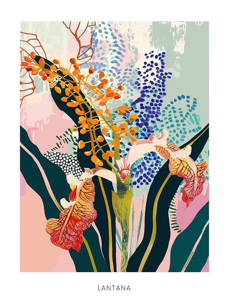 Colourful Flower Illustration Poster Lantana 3