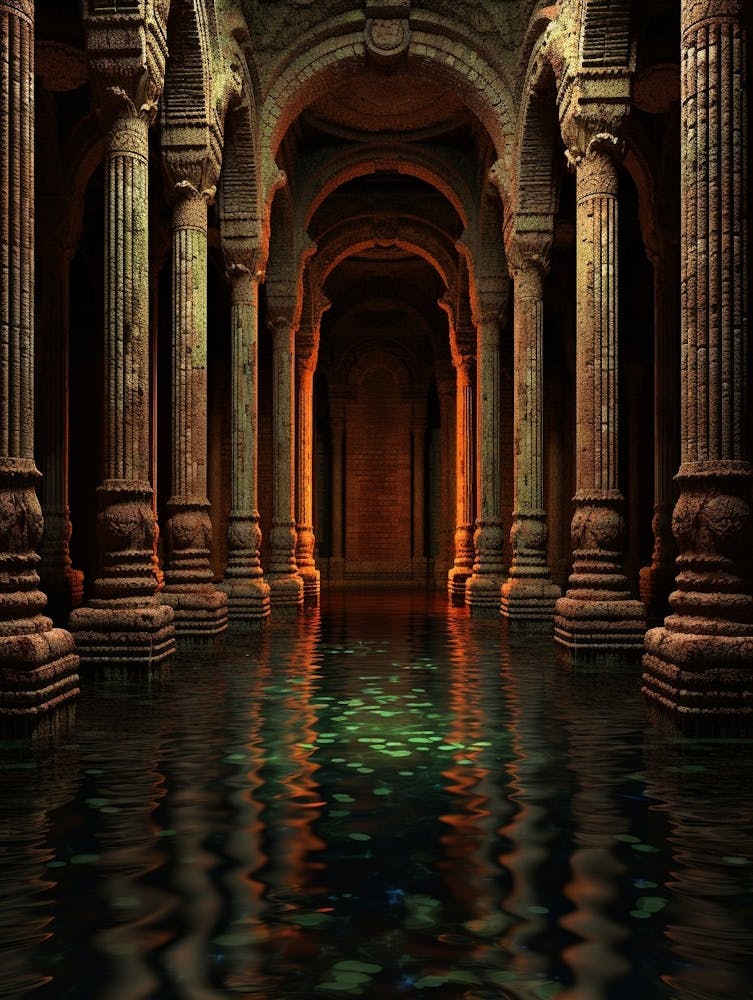 Basilica Cistern Yerebatan Sarnc Pixel Art 8