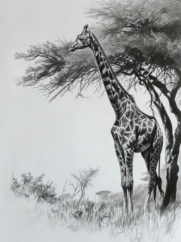 Giraffe With The Acacia Tree 3