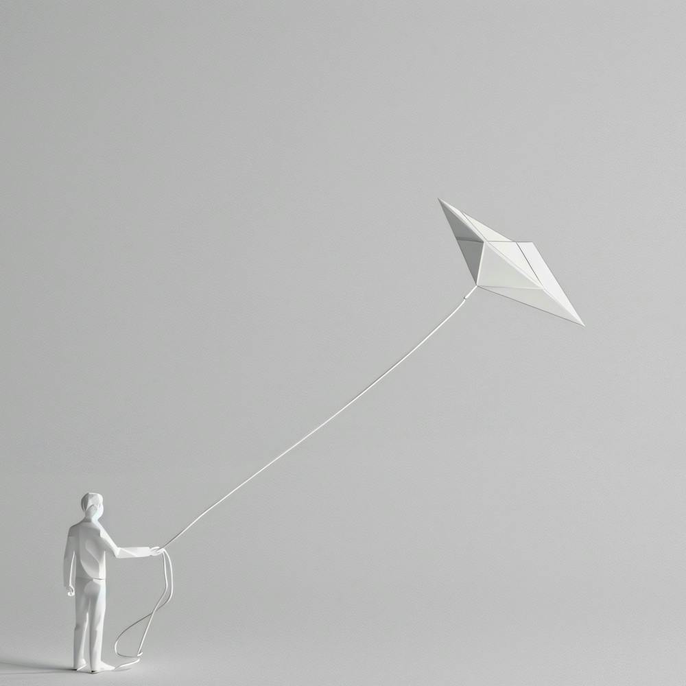 Man Flying A Kite