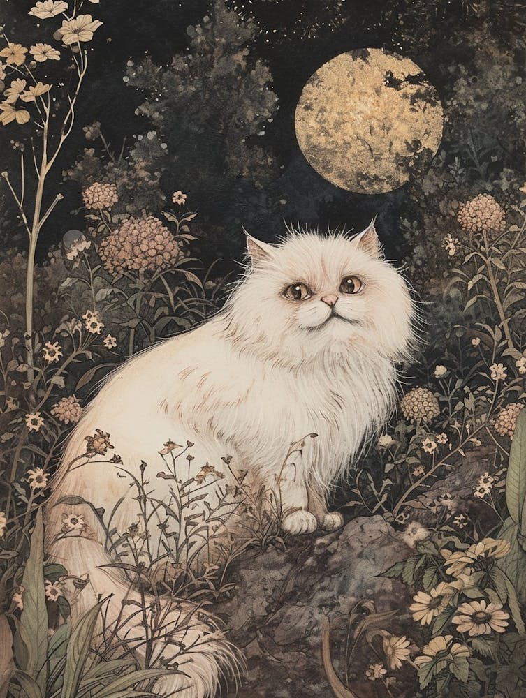 Persian Cat Japanese Illustration 3