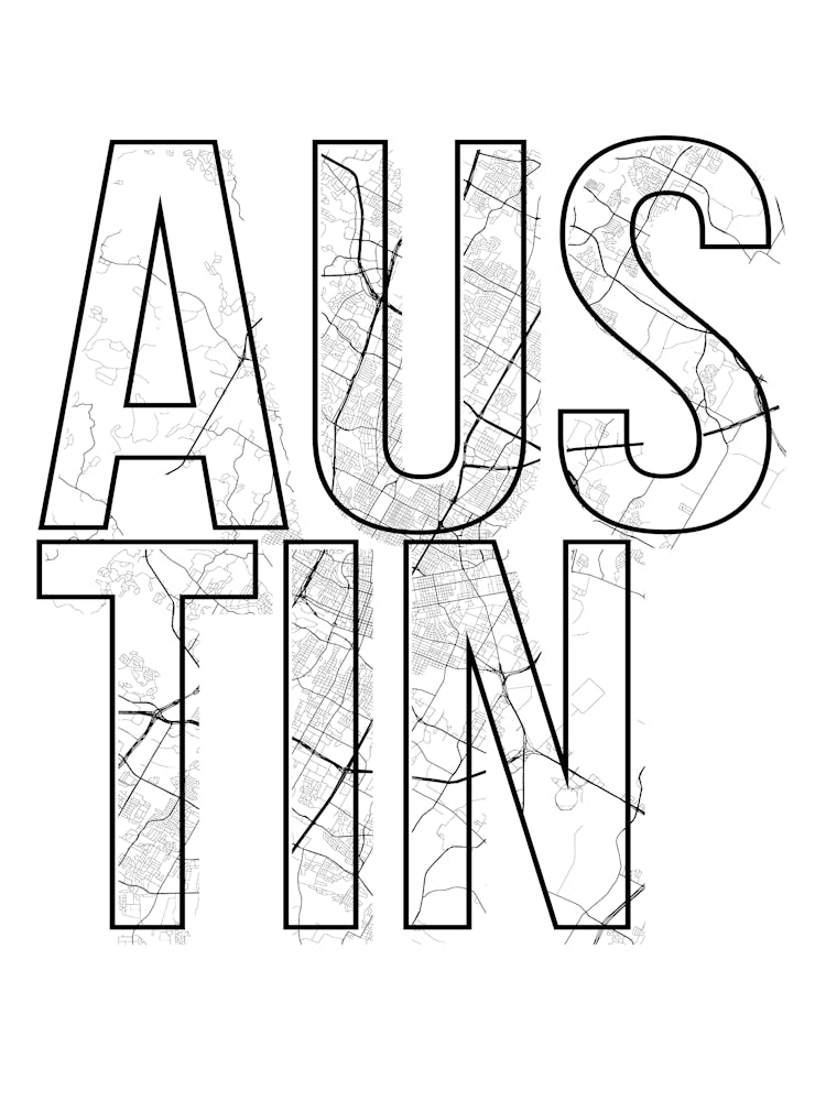 Austin Street Map Typography