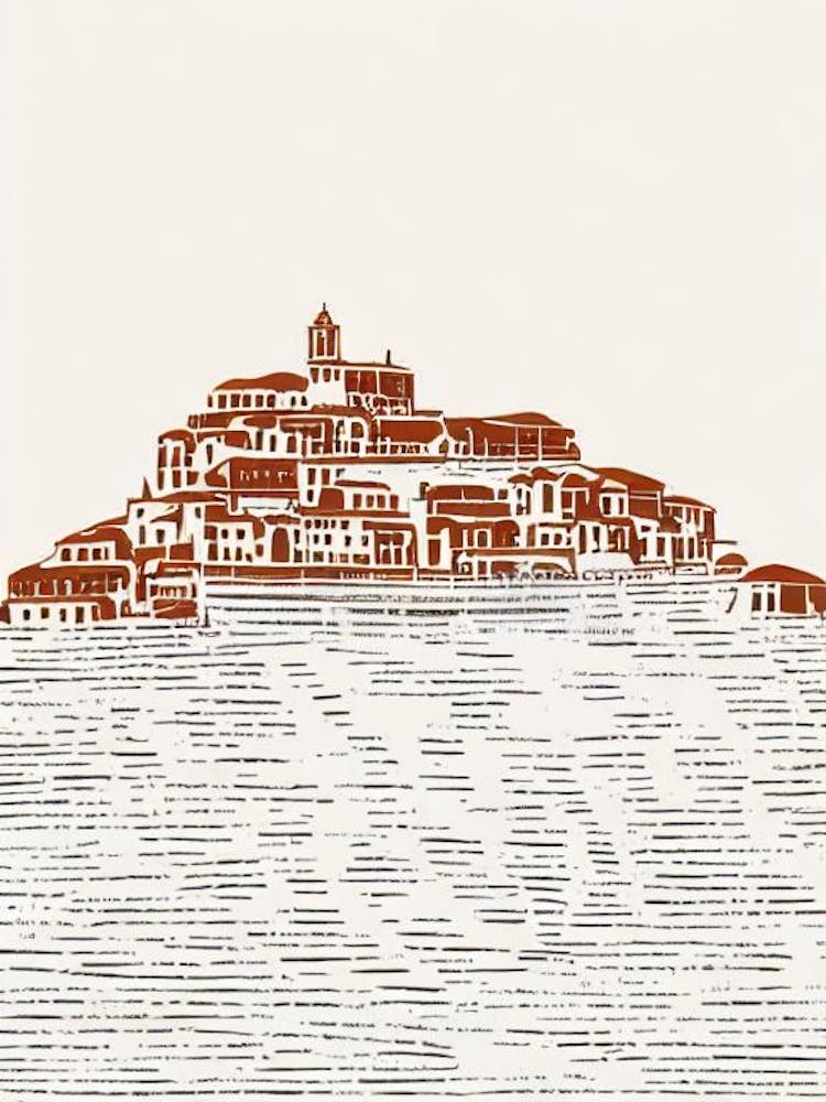 Amalfi Coast Campania Boho Landmark Illustration