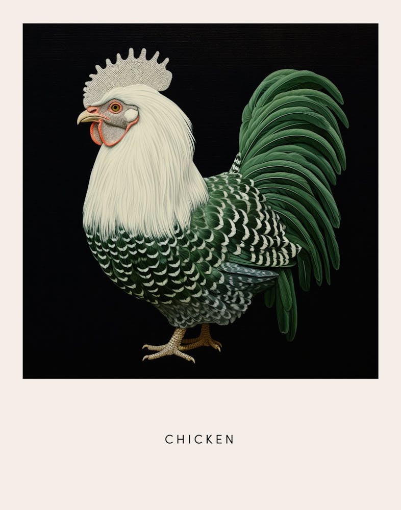 Ohara Koson Inspired Bird Painting Chicken 7 Poster