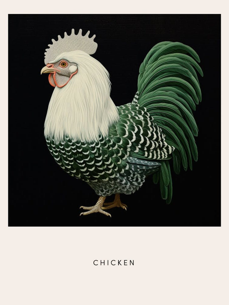 Ohara Koson Inspired Bird Painting Chicken 7 Poster