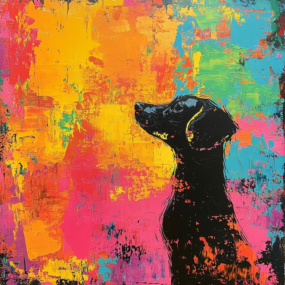 Dog Painting Abstract Color Background