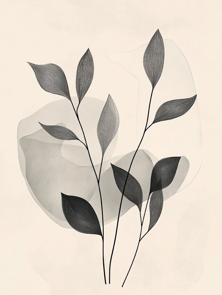 Leaves In Black And White