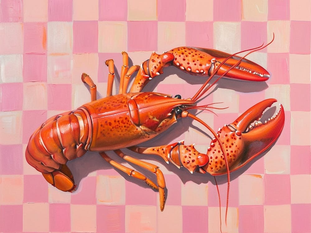 Lobster Pink Checkerboard 1