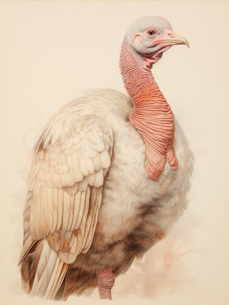 Vintage Bird Drawing Turkey 2