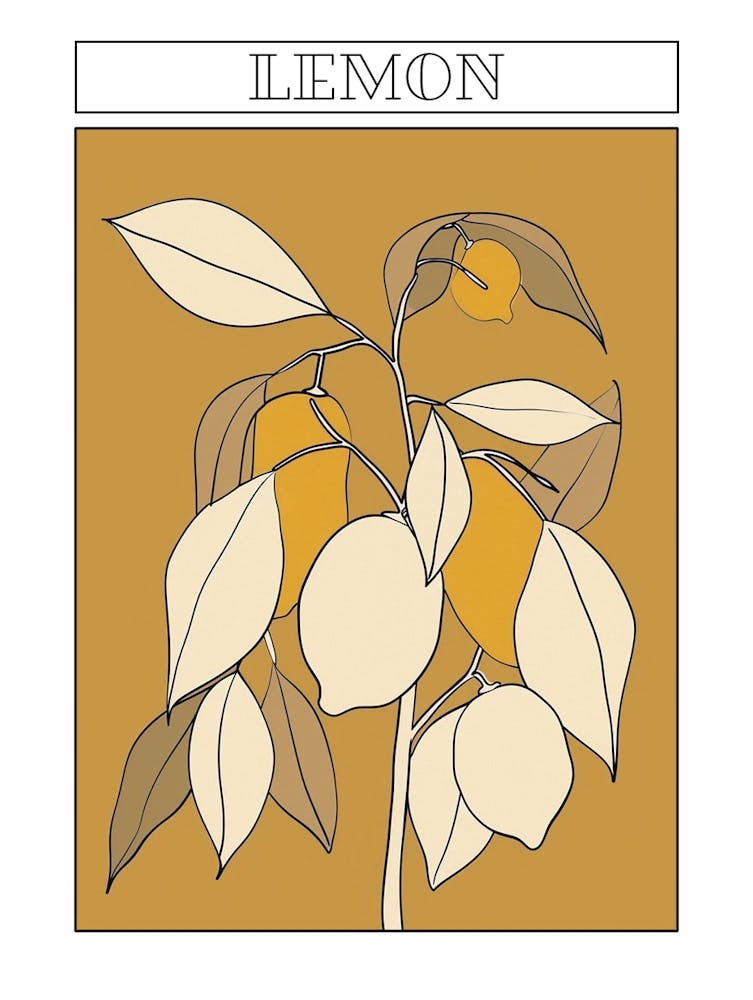 Lemon Tree Minimalistic Drawing 4 Poster