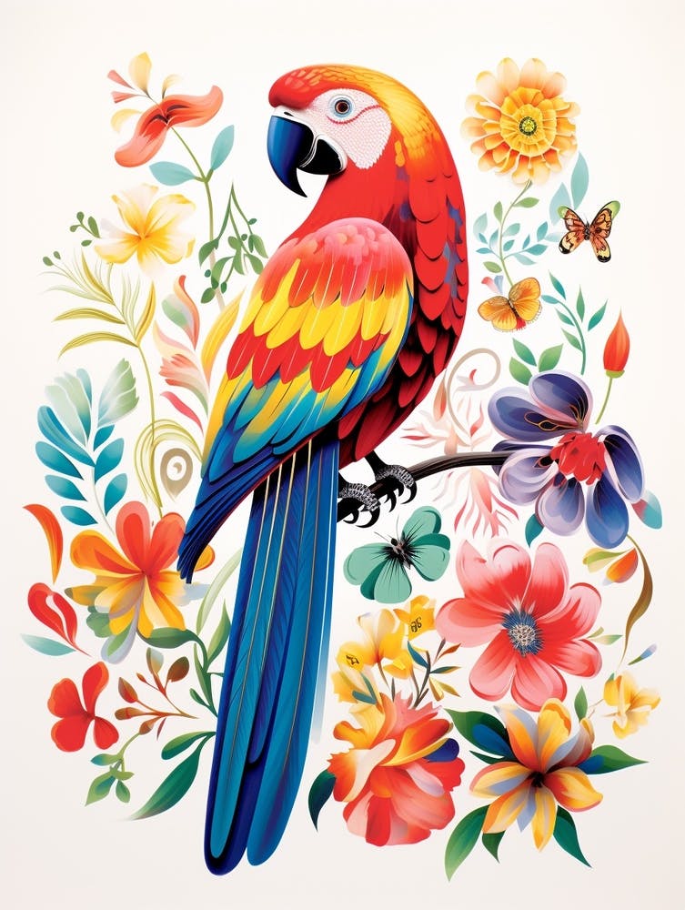 Scandinavian Bird Illustration Parrot 2