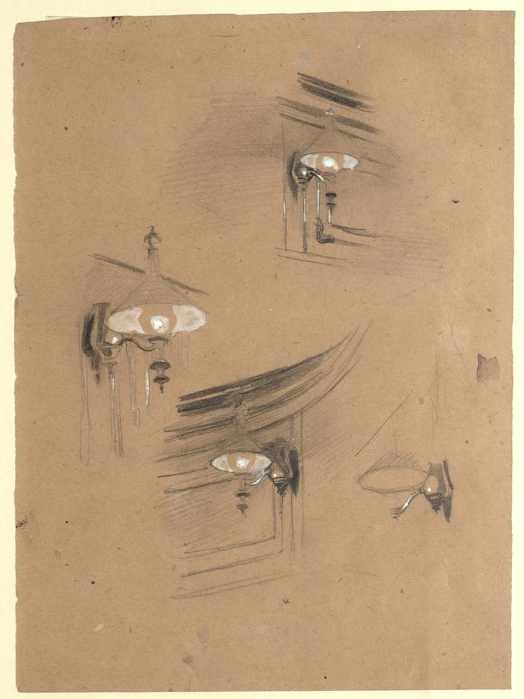 Studies For The Audience Room In The Old Burgtheater Studies Of Four Lamps, Gustav Klimt