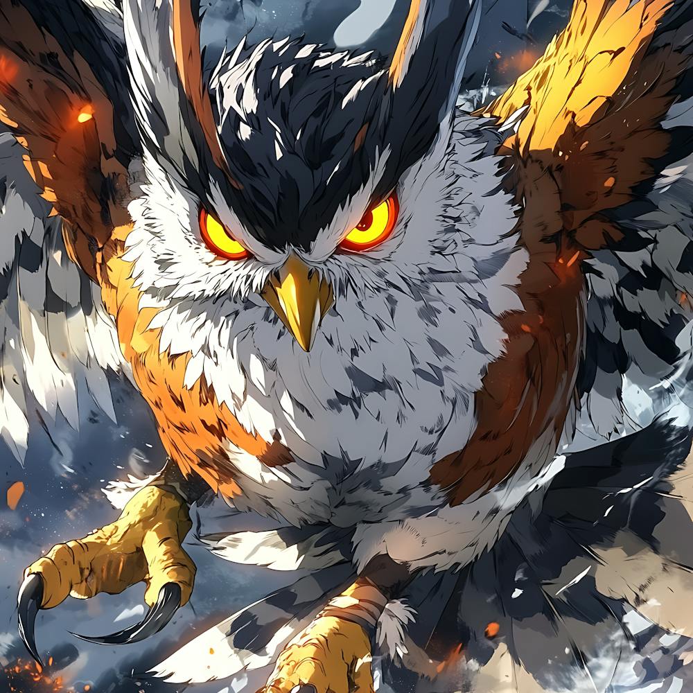 Aggressive Anime Owl Artwork Painting 4