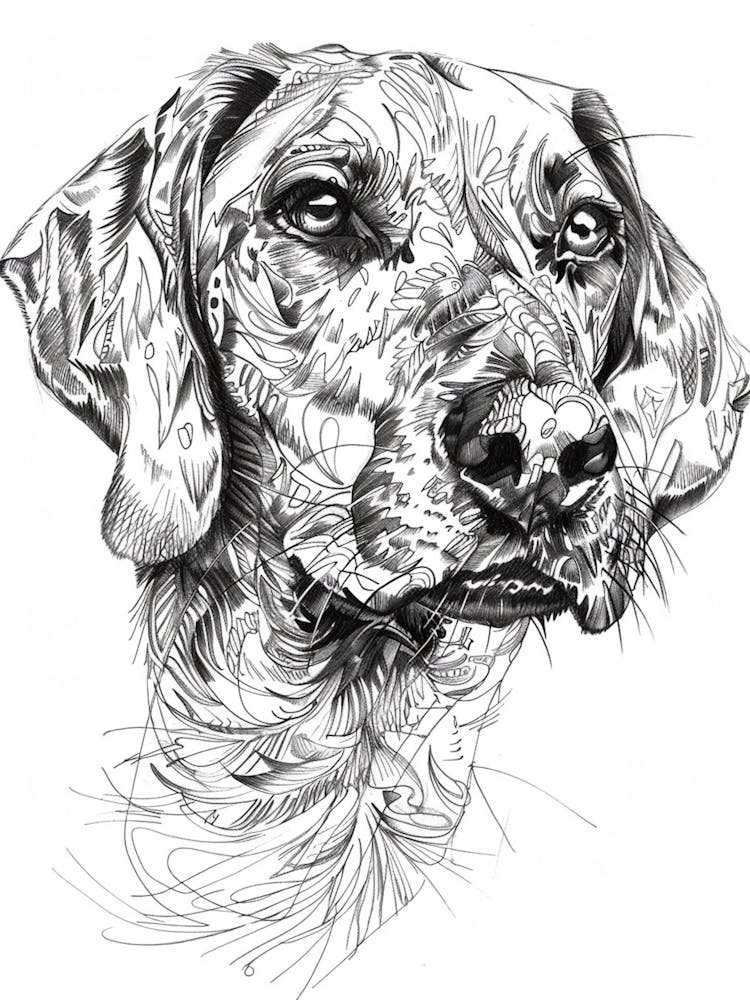 Plott Hound Hund Linienzeichnung 1