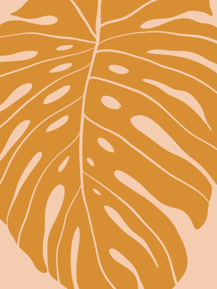 Orange Monstera Leaf