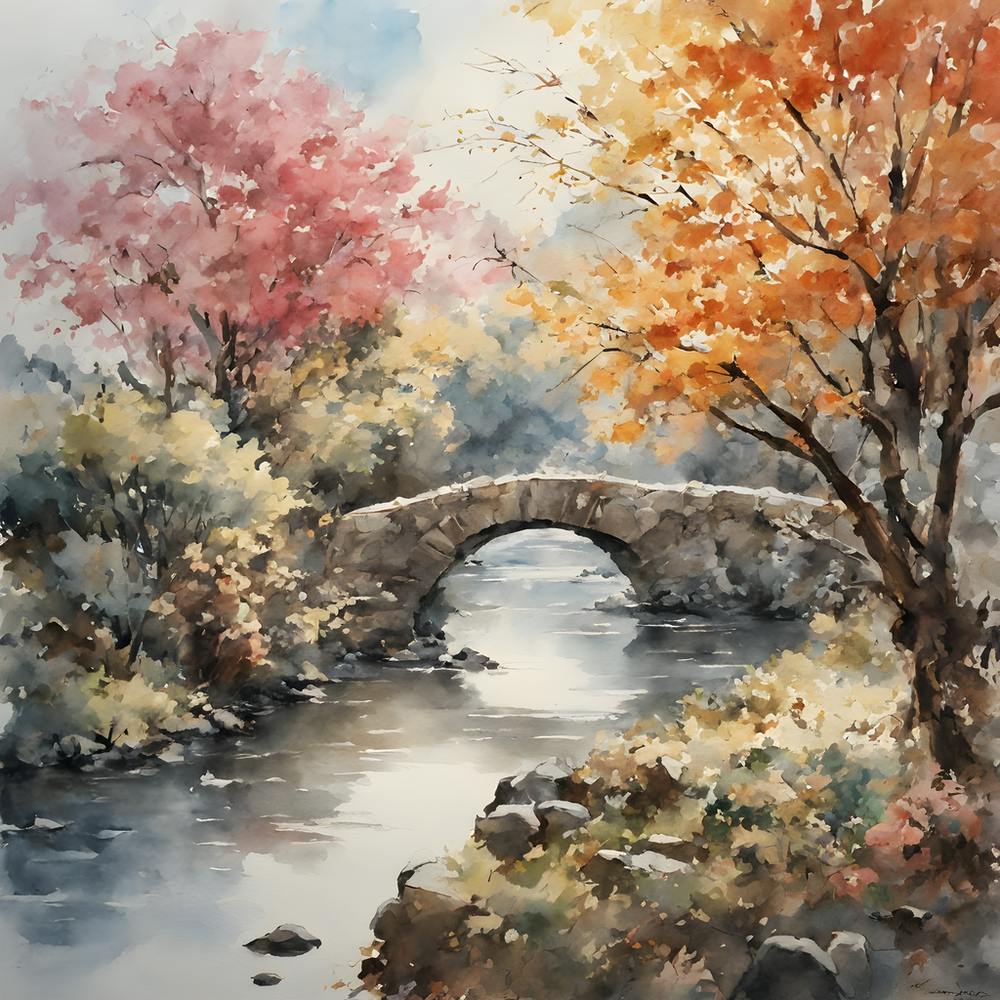 watercolor japanese landscape, soft light,by antoine blanchard and greg rutkowski 2
