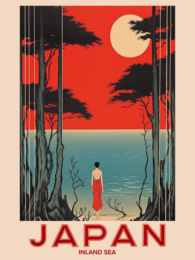 Inland Sea, Visit Japan Vintage Travel Art 3