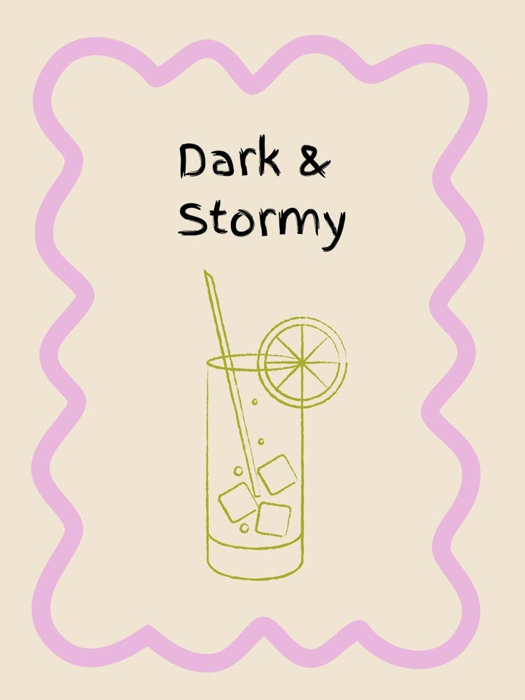 Dark & Stormy - Affiche Doodle Lilas & Vert