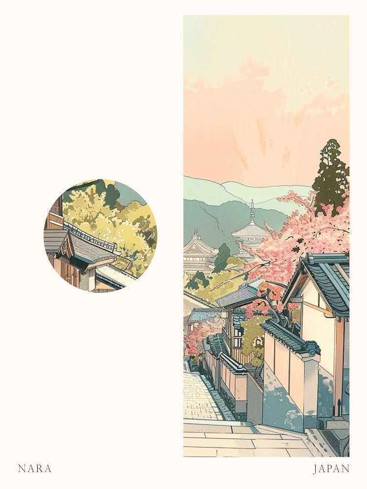 Nara Japan 6 Cut Out Travel Poster