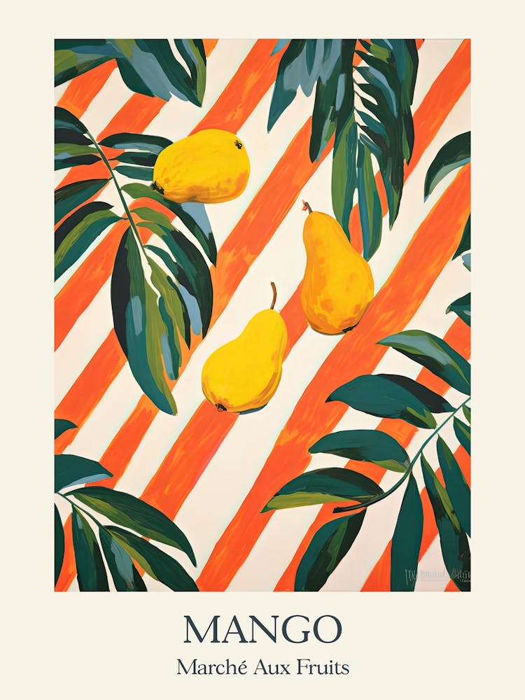 Marche Aux Fruits Mango Fruit Summer Illustration 2