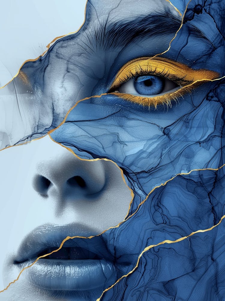 Abstract Of A Woman'S Face Extraordinary femininity woven with threads of gold 8