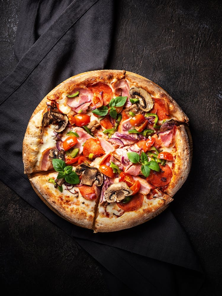 Pizza, blackboard — Food kitchen poster/blackboard, photo art