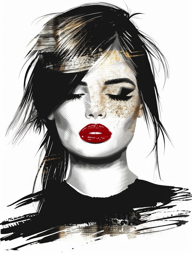 Portrait Of A Woman With Red Lipstick