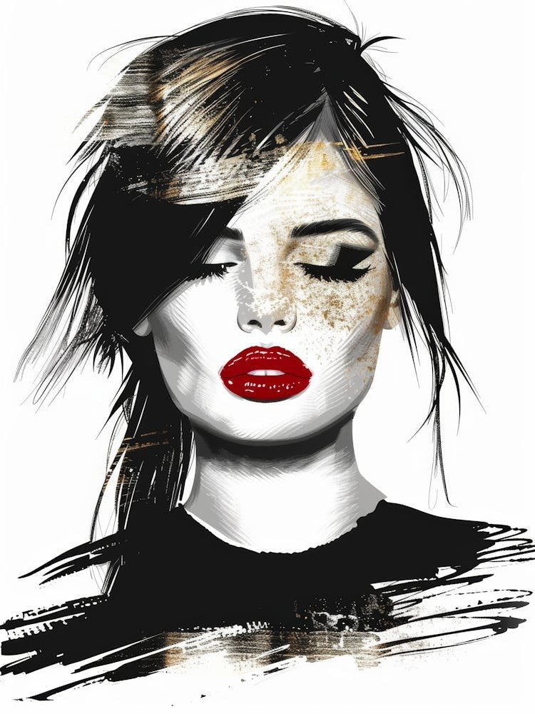 Portrait Of A Woman With Red Lipstick