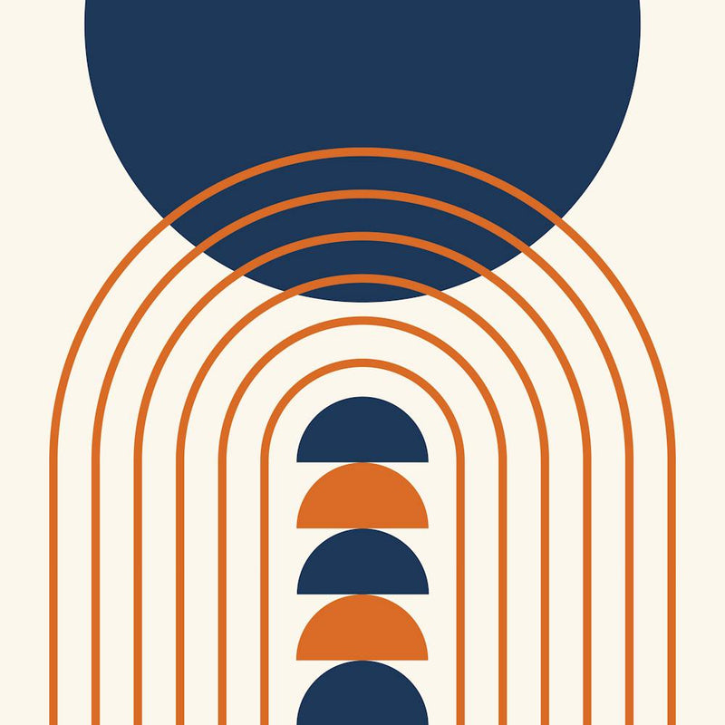 Modern Mid Century Gateway Sun Rainbow 14 In Navy Blue Orange 02